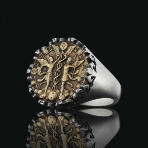 İkizler Burcu Tasarımlı Gümüş Yüzük