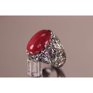 Nurullah Daştan Usta Parlak Yakut Taşlı Özel Kalem işi Gümüş Yüzük