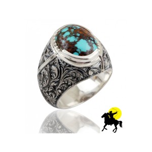 Nişabur Firuzesi Özel Kalem işi Gümüş Yüzük Nurullah Daştan Usta