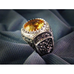 Citrine Stone Özel Kalemişi Gümüş Yüzük Nurullah Daştan Usta İmzasıyla